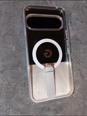 Google Pixel 10 XL Pro Transparent Case w/ White MagRing and Fold-Out Stand